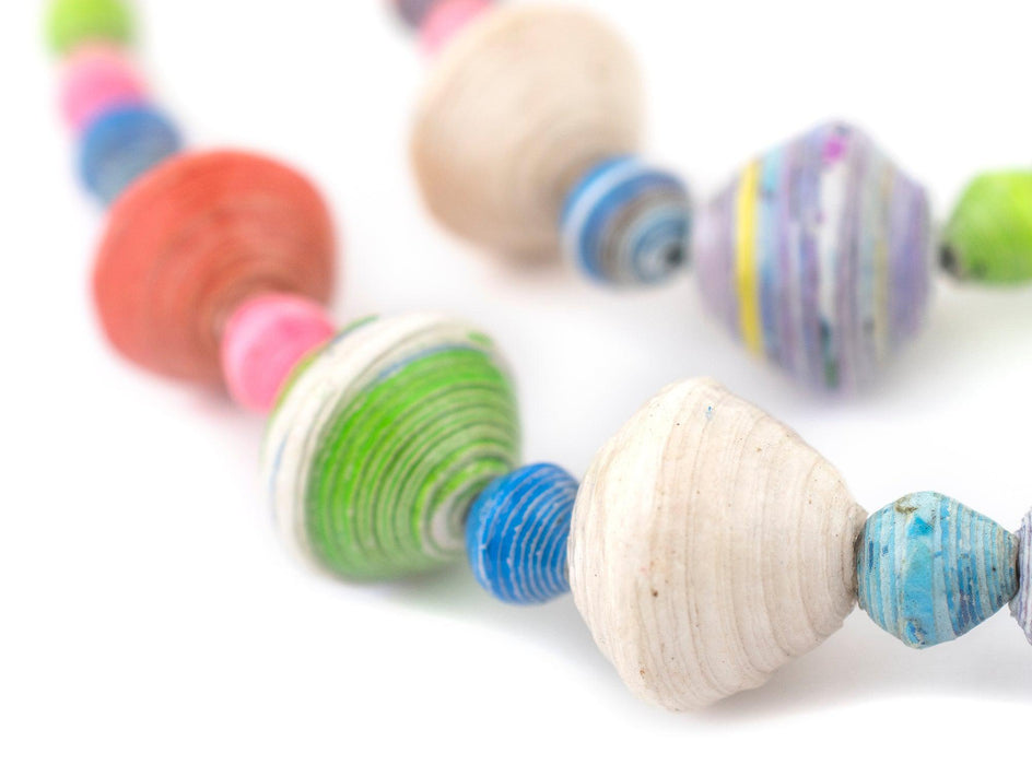 Light Medley Multicolor Recycled Paper Beads from Uganda (Large) - The Bead Chest