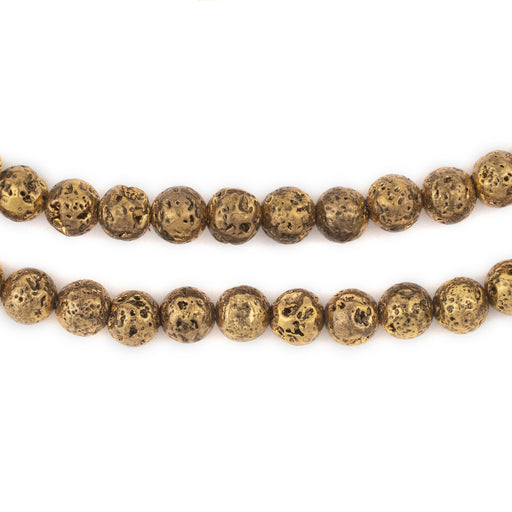 Antiqued Brass Electroplated Lava Beads (6mm) - The Bead Chest