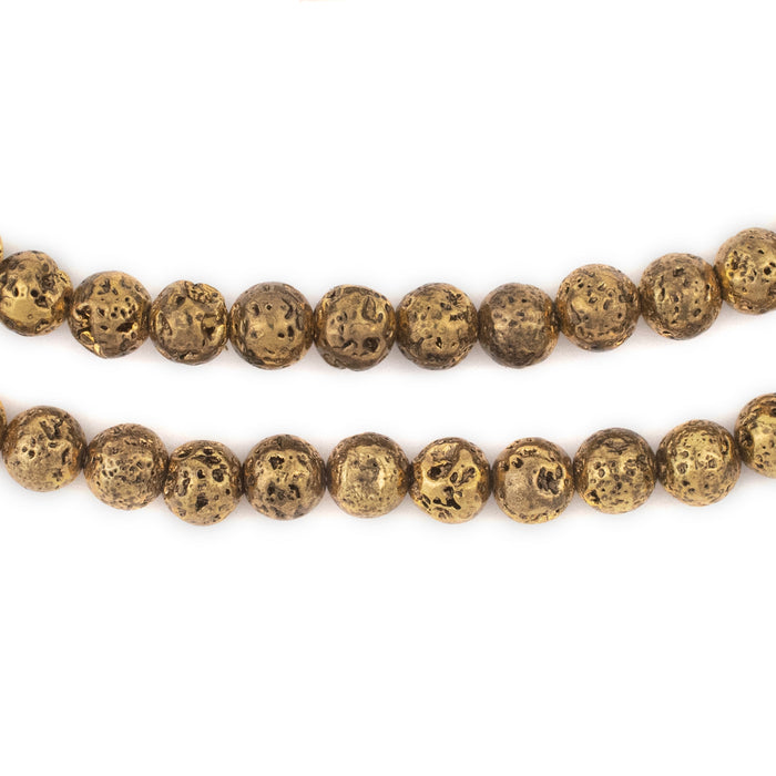 Antiqued Brass Electroplated Lava Beads (6mm) - The Bead Chest