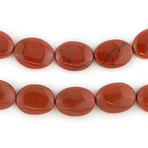 Flat Oval Red Jasper Beads (15x12mm) - The Bead Chest