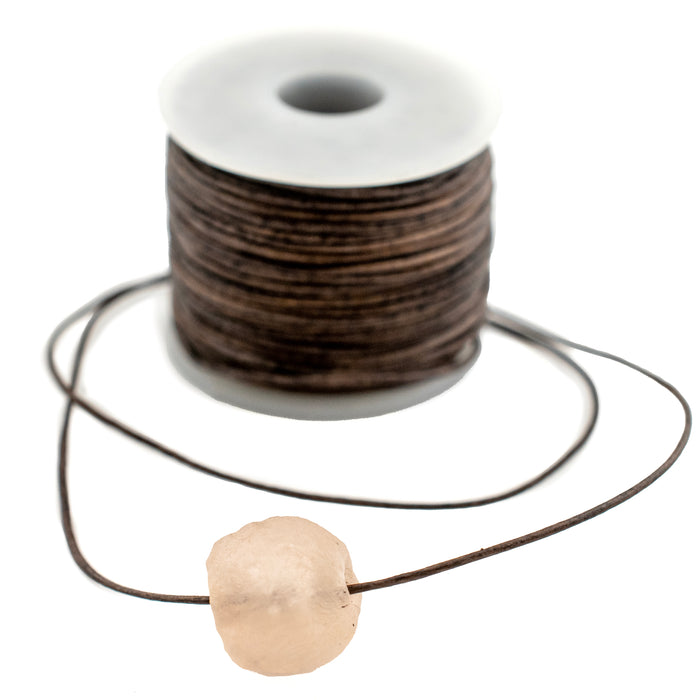 0.8mm Grey Distressed Round Leather Cord (75ft) - The Bead Chest