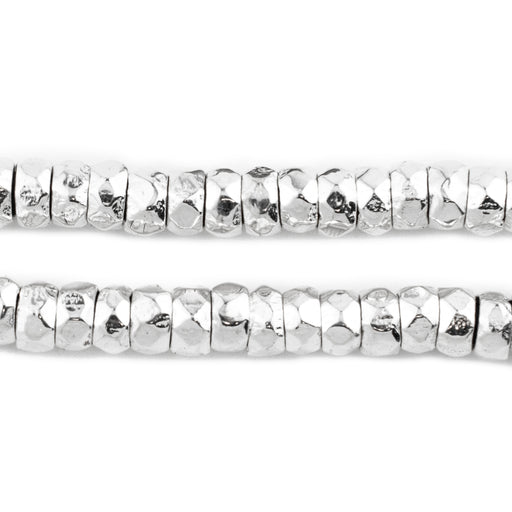 Shiny Silver Diamond Cut Cylinder Beads (4x8mm) - The Bead Chest