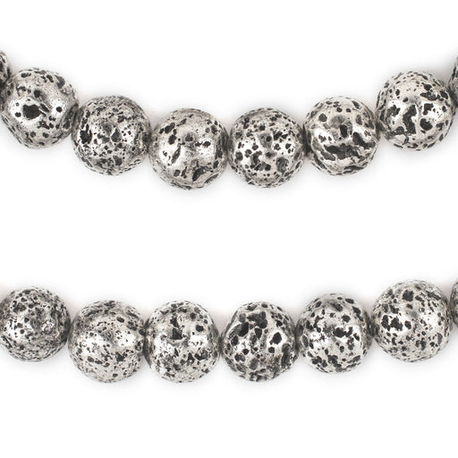 Antiqued Silver Electroplated Lava Beads (10mm) - The Bead Chest