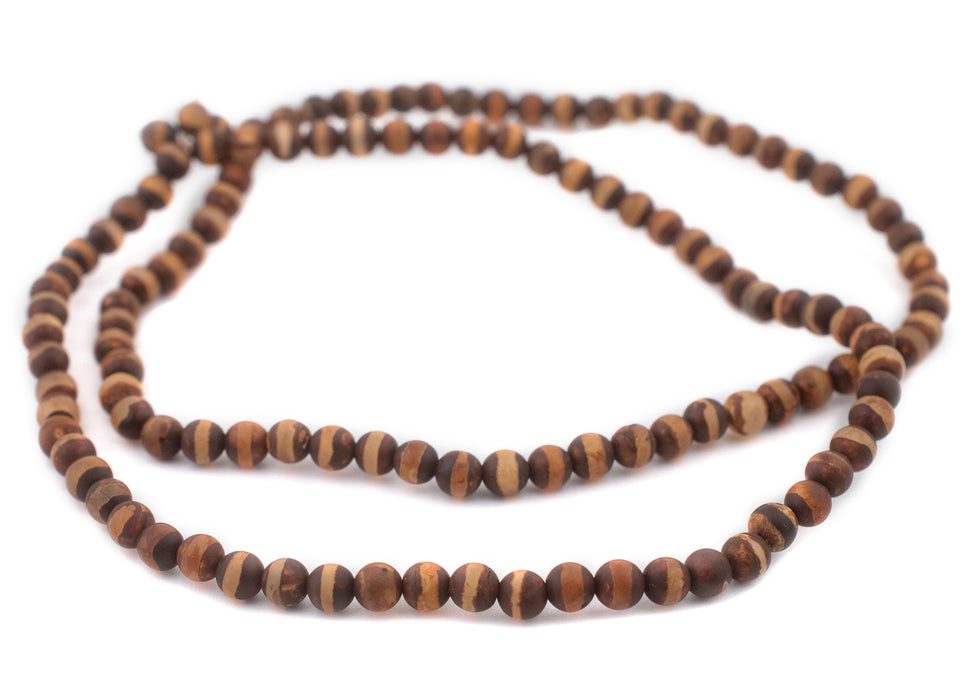 Brown Striped Sphere Tibetan Agate Beads (6mm) - The Bead Chest