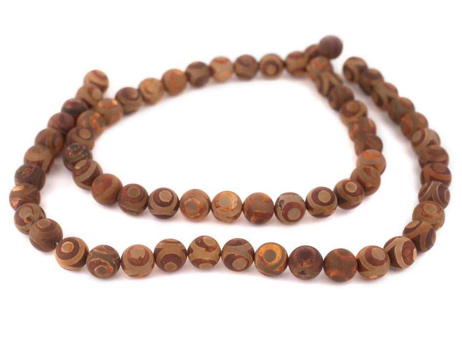 Matte Premium Round Tibetan Agate Beads (12mm) - The Bead Chest