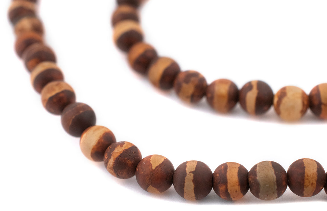 Brown Striped Sphere Tibetan Agate Beads (6mm) - The Bead Chest