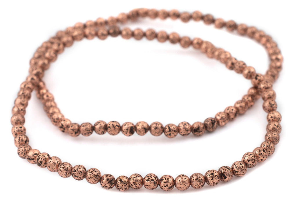 Antiqued Copper Electroplated Lava Beads (6mm) - The Bead Chest