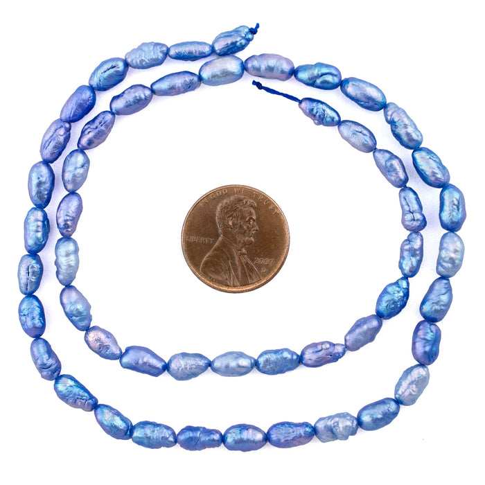 Mermaid Blue Vintage Japanese Rice Pearl Beads (5mm) - The Bead Chest
