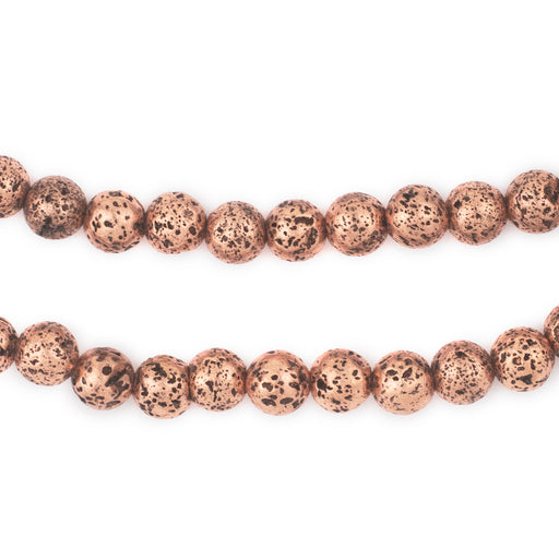 Antiqued Copper Electroplated Lava Beads (6mm) - The Bead Chest