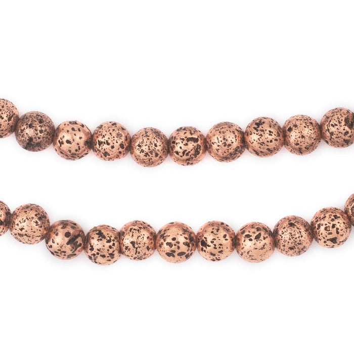 Antiqued Copper Electroplated Lava Beads (6mm) - The Bead Chest