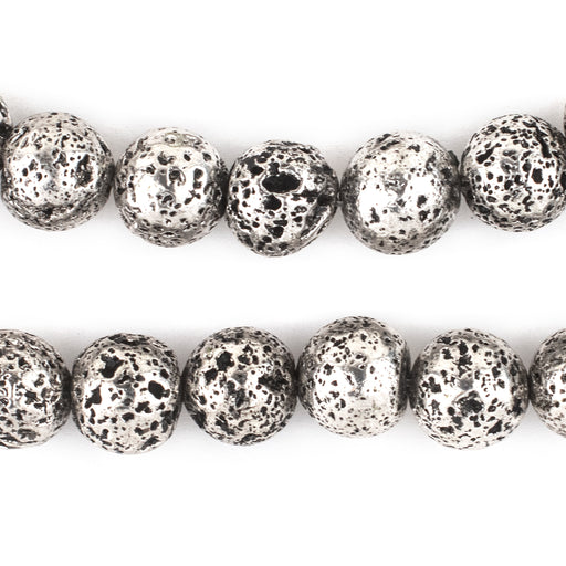 Antiqued Silver Electroplated Lava Beads (12mm) - The Bead Chest