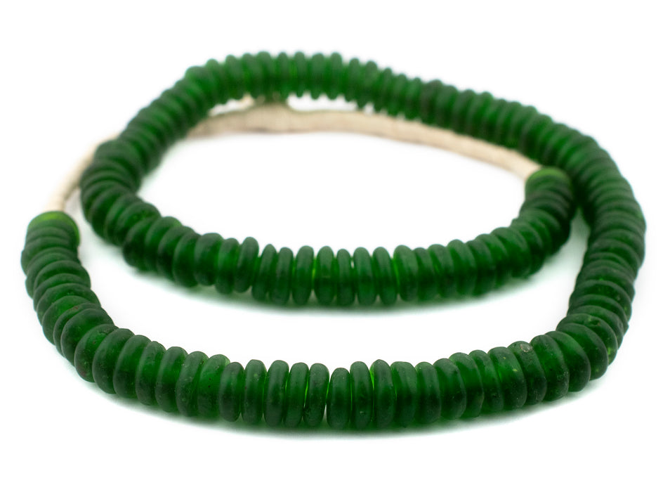 Green Rondelle Recycled Glass Beads - The Bead Chest