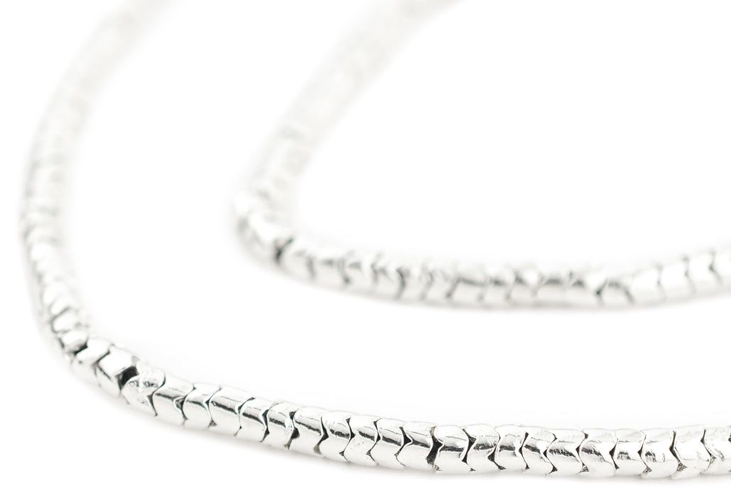 Shiny Silver Interlocking Snake Beads (4.5mm) - The Bead Chest