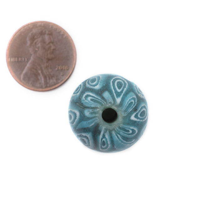 Dark Blue Mosaic Jatim Java Bead (Single Bead, 20mm) - The Bead Chest