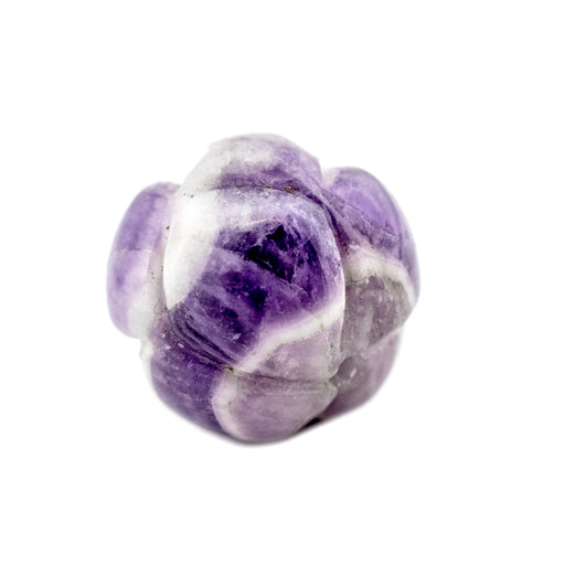 Carved Flower Pattern Amethyst Bead (Single Bead, 20mm) - The Bead Chest