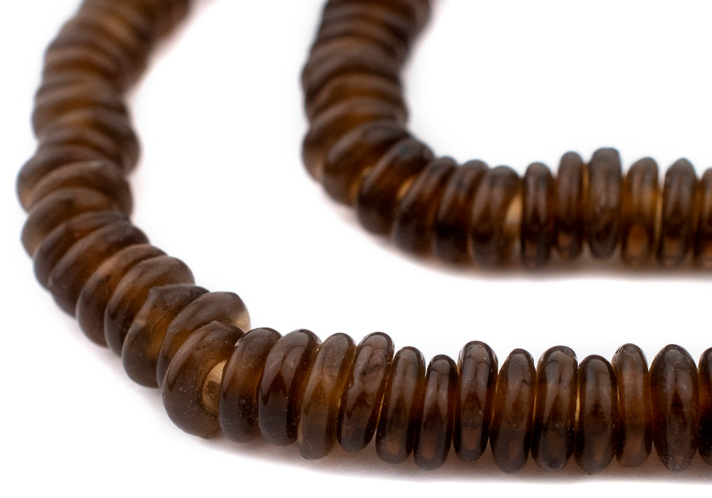 Root Beer Brown Rondelle Recycled Glass Beads - The Bead Chest