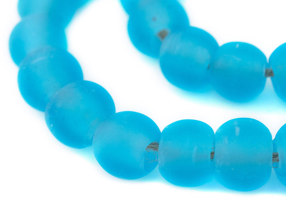 Sky Blue Frosted Sea Glass Beads (16mm) - The Bead Chest
