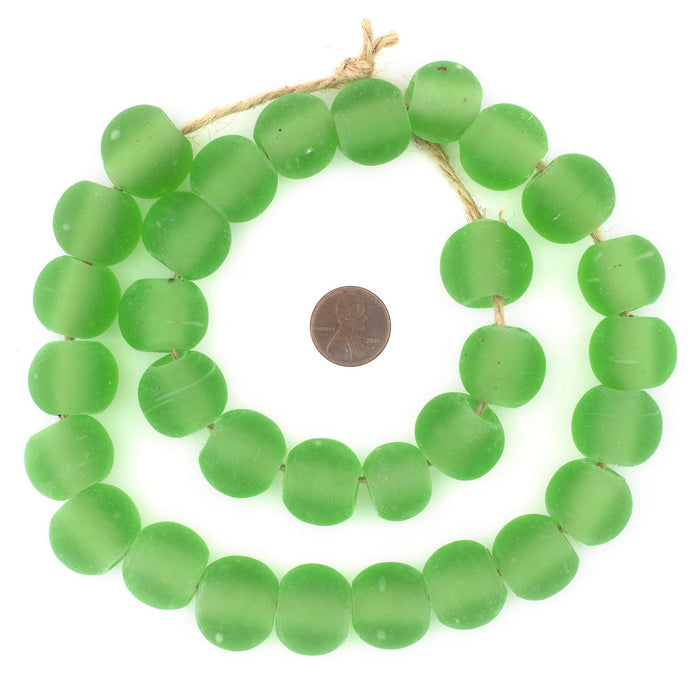 Green Frosted Sea Glass Beads (20mm) - The Bead Chest