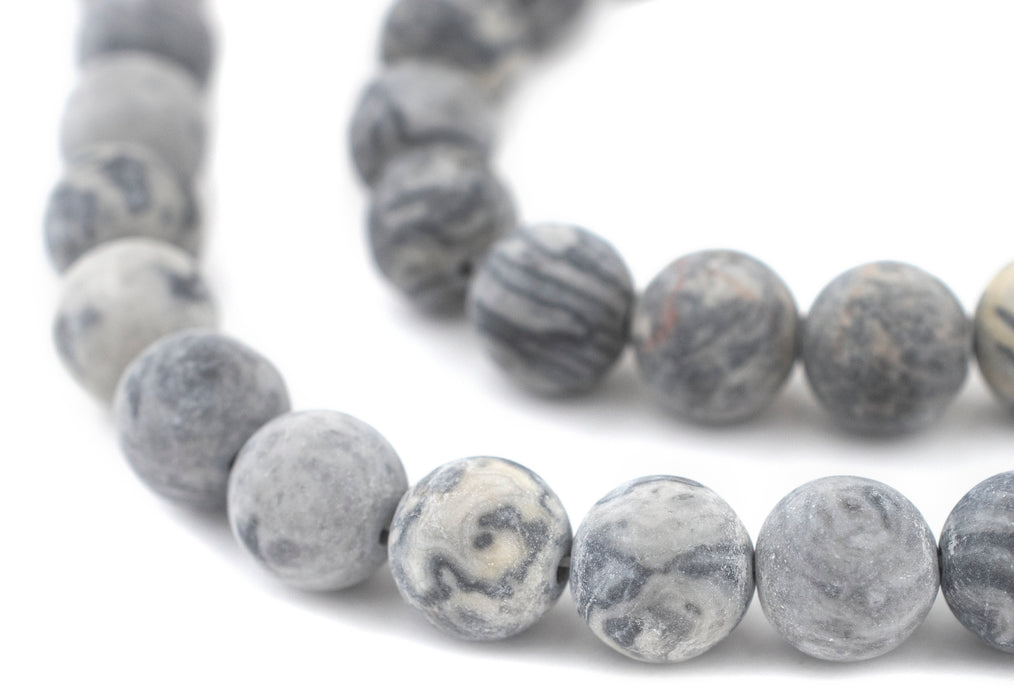 Matte Grey Picasso Jasper Beads (10mm) - The Bead Chest