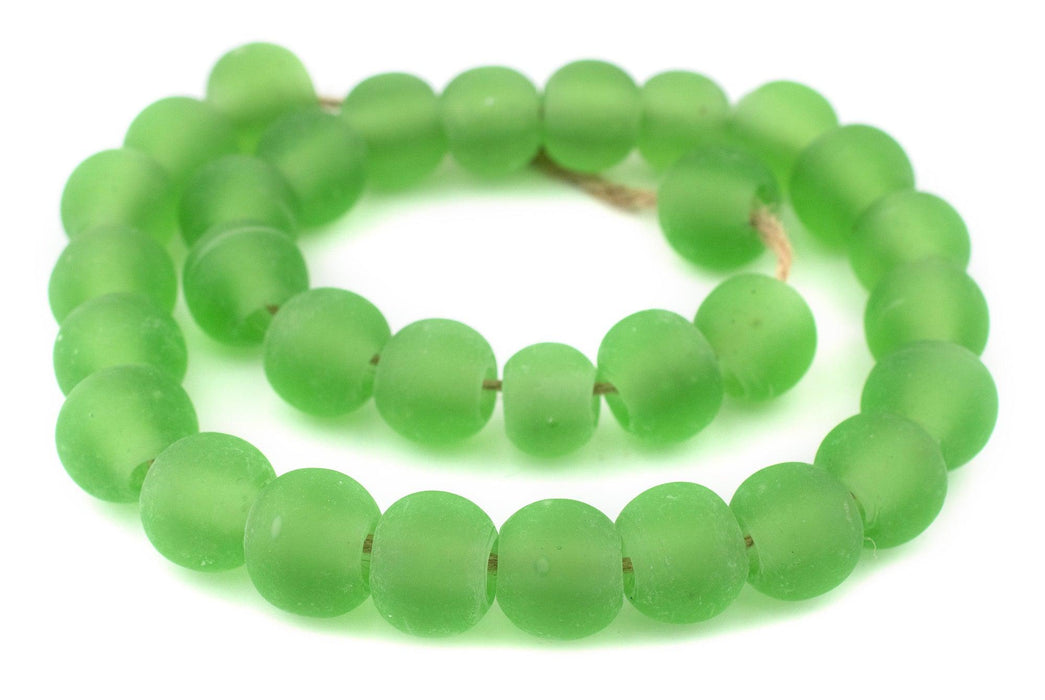Green Frosted Sea Glass Beads (20mm) - The Bead Chest