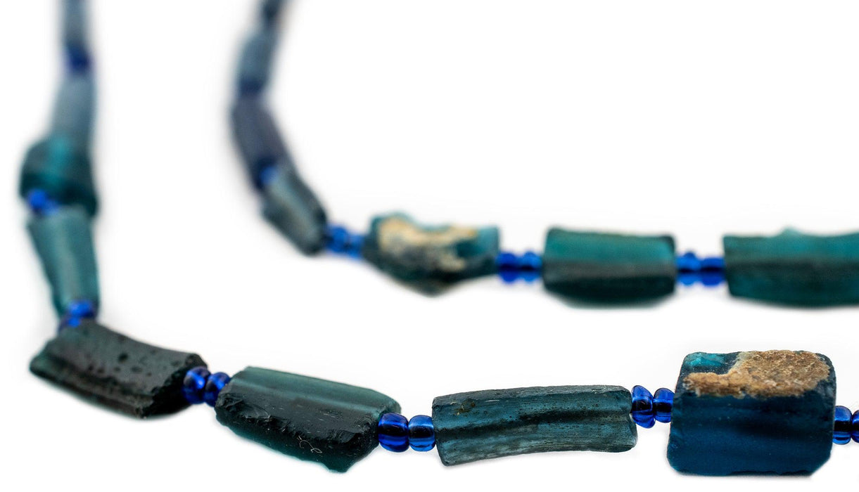 Blue Roman Glass Bangle Beads (Blue Spacers) - The Bead Chest