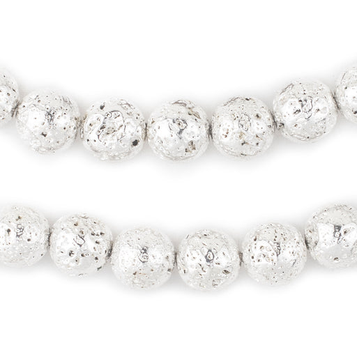 Silver Electroplated Lava Beads (10mm) - The Bead Chest