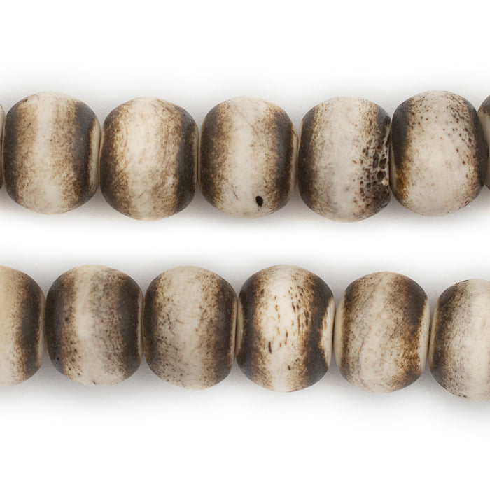 Round Blackened Grey Bone Beads (14mm) - The Bead Chest