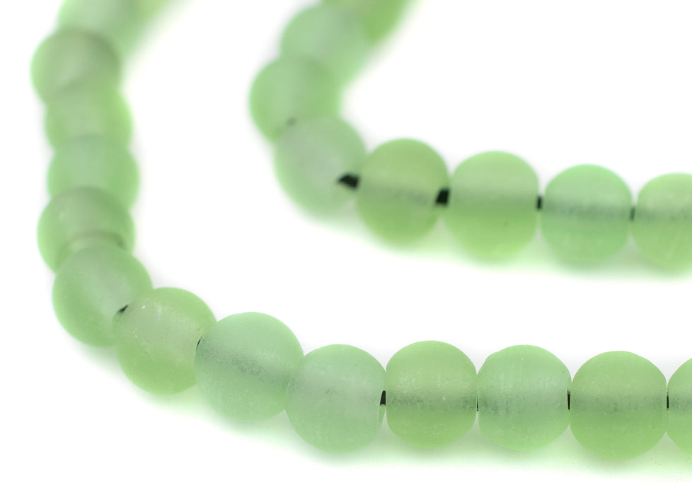 Green Aqua Frosted Sea Glass Beads (9mm) - The Bead Chest