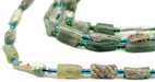 Green Roman Glass Bangle Beads (Blue Spacers) - The Bead Chest