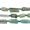 Green Roman Glass Bangle Beads (Blue Spacers)