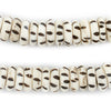 White Carved Disk Bone Mala Beads (14mm)