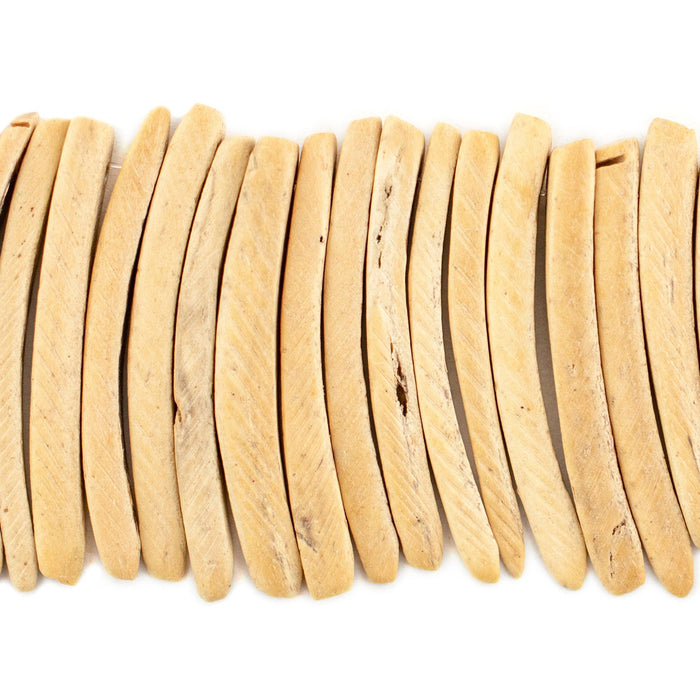 Cream Natural Coconut Stick Beads (4x40mm) - The Bead Chest