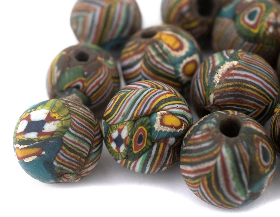 Dark Rainbow Mosaic Jatim Java Bead (Single Bead, 20mm) - The Bead Chest