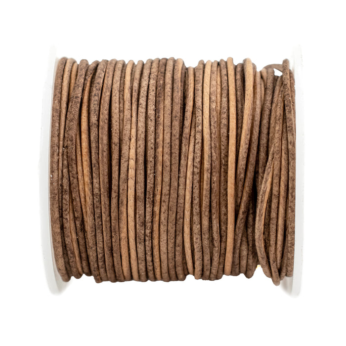 1.0mm Natural Distressed Round Leather Cord (75ft) - The Bead Chest