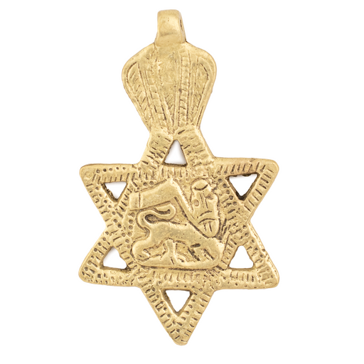 Gold Lion of Judah Star Pendant (62x38mm)