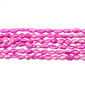 Neon Pink Vintage Japanese Rice Pearl Beads (3mm)