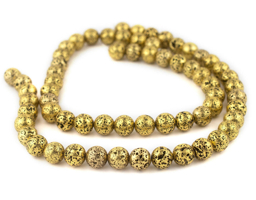 Antiqued Brass Electroplated Lava Beads (12mm) - The Bead Chest