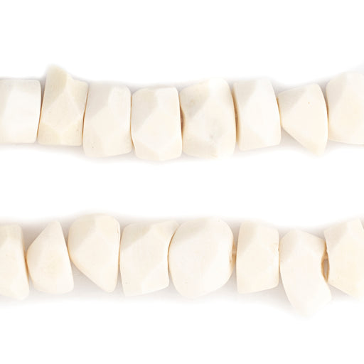 Faceted White Bone Beads (12mm) - The Bead Chest