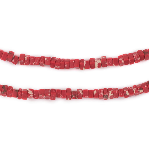 Crimson Red Sea Sediment Jasper Square Heishi Beads (4mm) - The Bead Chest
