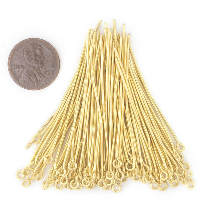 Gold 21 Gauge 2 Inch Eye Pins (Approx 100 pieces) - The Bead Chest