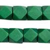 Green Diamond Cut Natural Wood Beads (17mm)