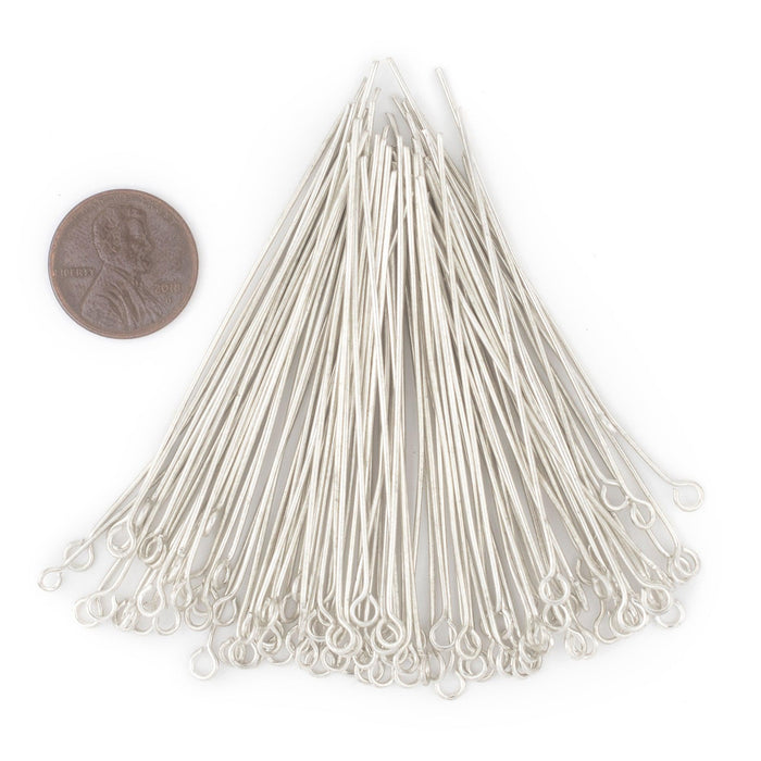 Silver 21 Gauge 2.5 Inch Eye Pins (Approx 100 pieces) - The Bead Chest