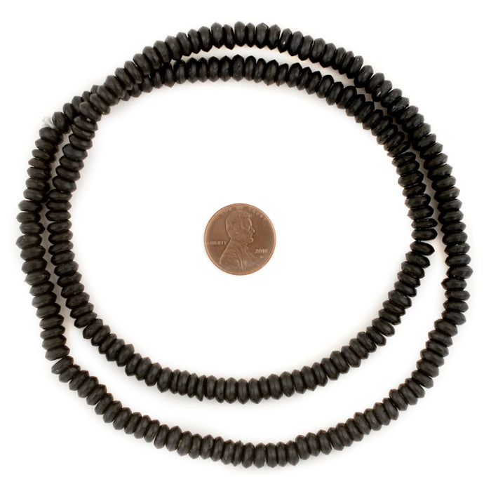 Black Bone Saucer Beads (6mm) - The Bead Chest