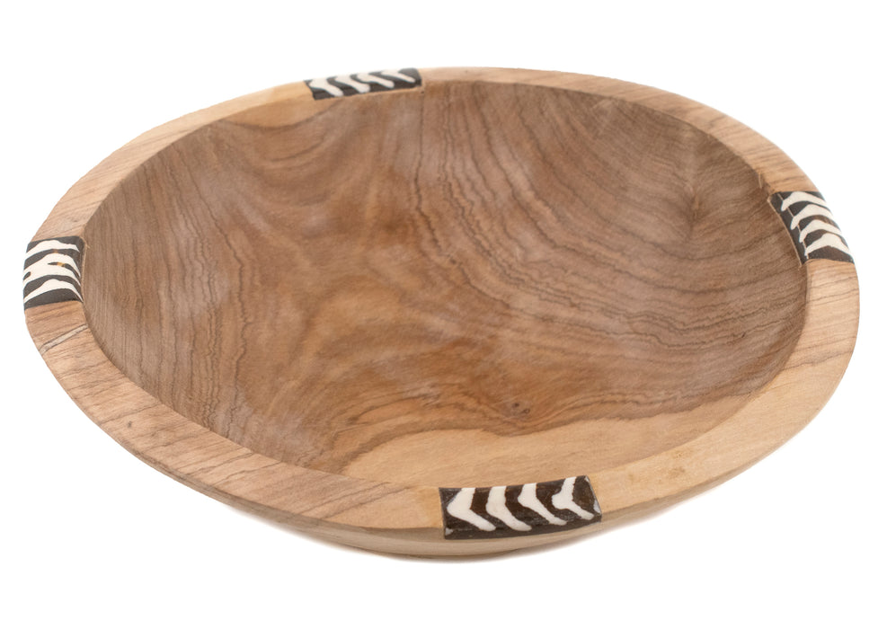 Batik Bone Inlaid Wooden Bowl (Large, 10 Inches) - The Bead Chest