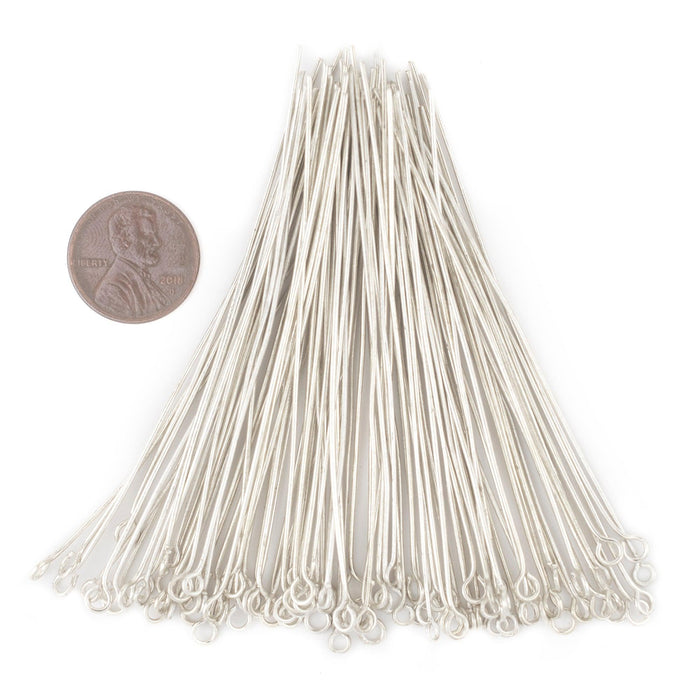 Silver 21 Gauge 3 Inch Eye Pins (Approx 100 pieces) - The Bead Chest