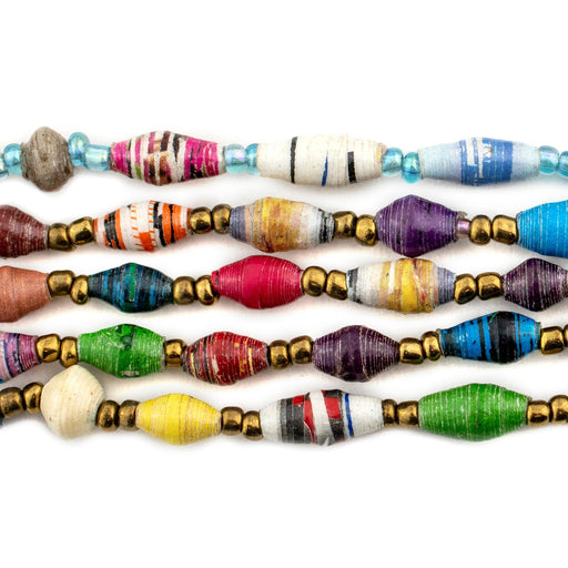 Beachside Medley Recycled Paper Beads from Uganda (Extra Small) - The Bead Chest