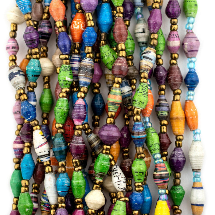 Beachside Medley Recycled Paper Beads from Uganda (Extra Small) - The Bead Chest