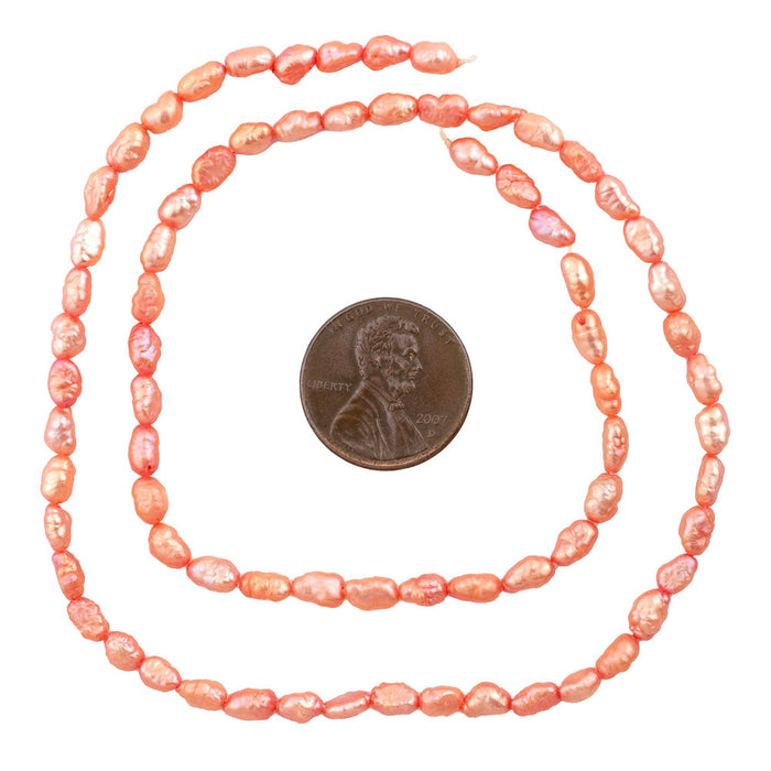 Coral Pink Vintage Japanese Rice Pearl Beads (3mm) - The Bead Chest