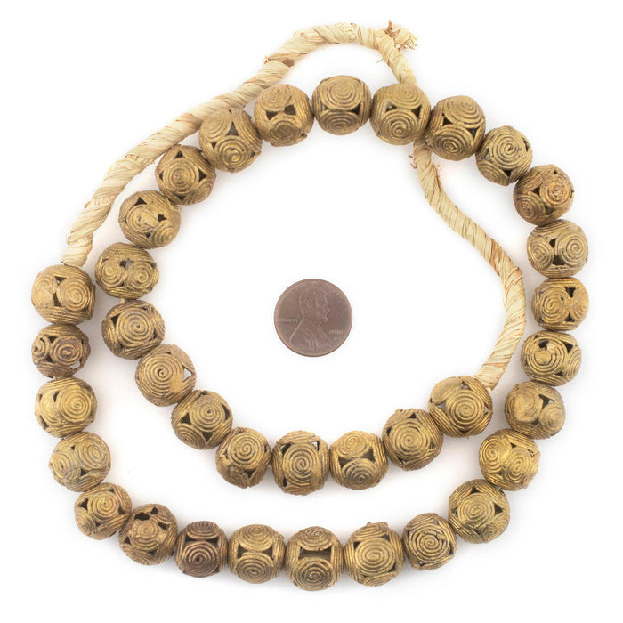Cameroon-Style Brass Filigree Globe Beads (14mm) - The Bead Chest