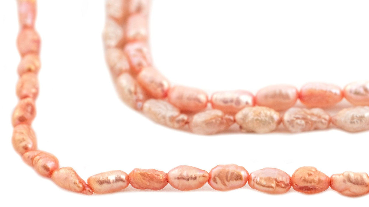 Coral Pink Vintage Japanese Rice Pearl Beads (3mm) - The Bead Chest